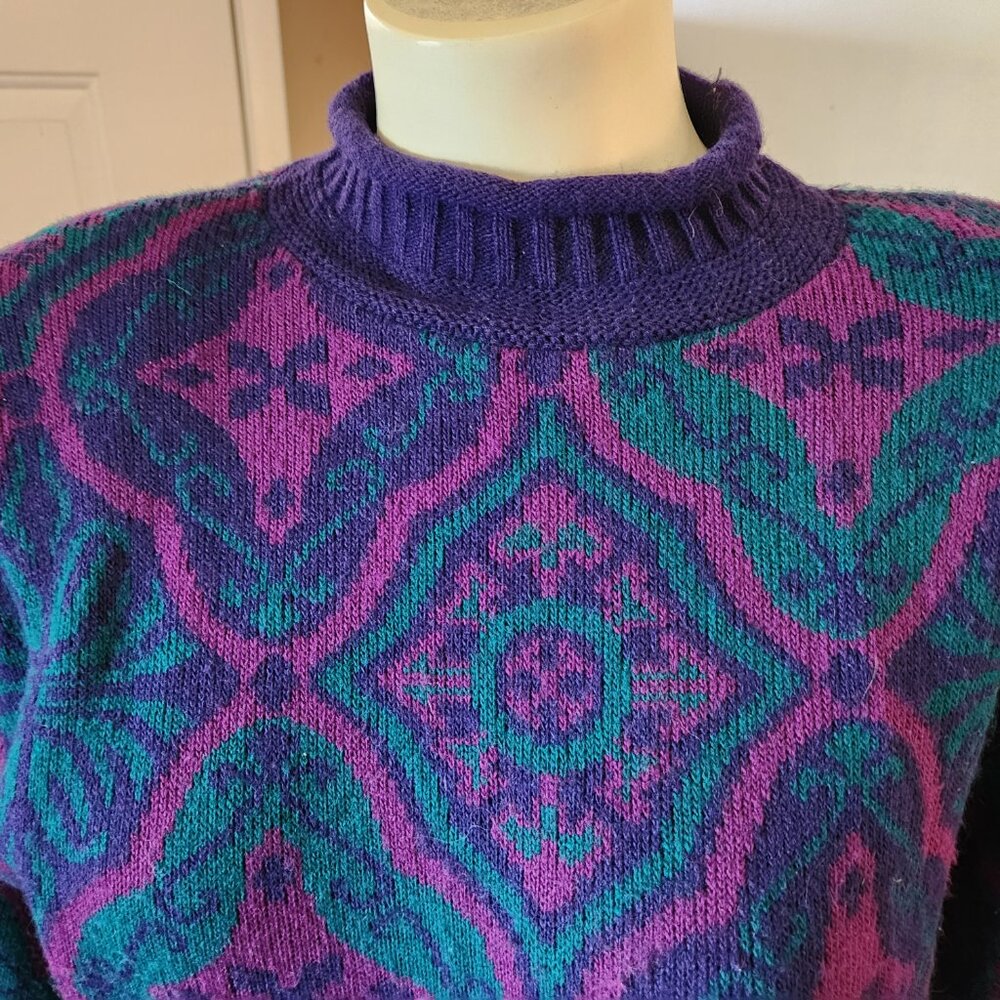Mcnaughton Wear Petites Womens 90s Pullover Sweater Shoulder Pads Purple ReadDsc - Picture 2 of 11